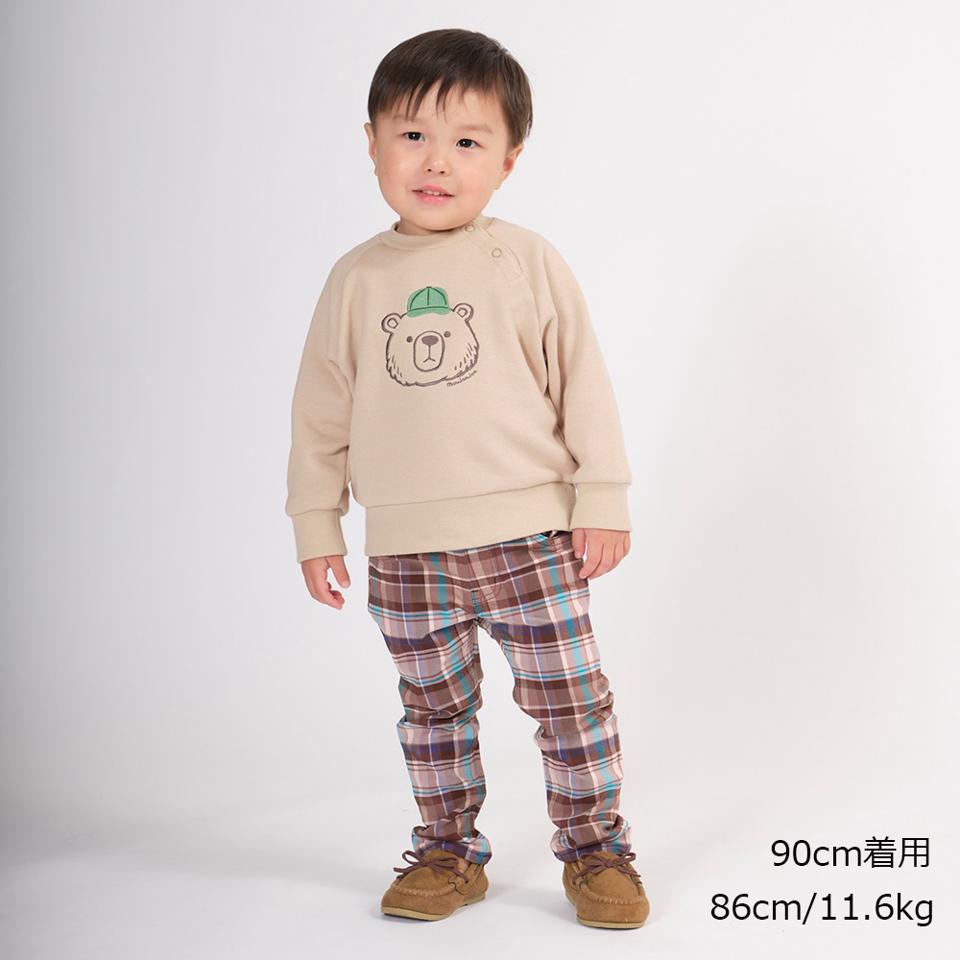 のびふわチェック長パンツ