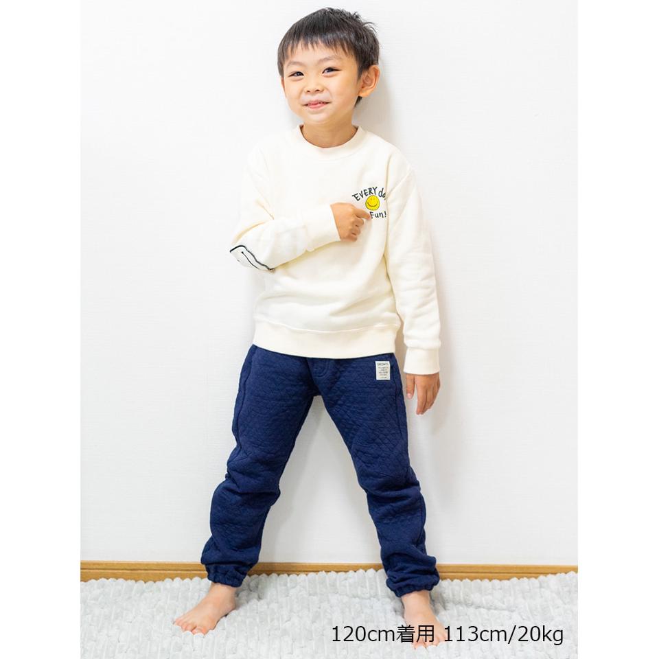 ダイヤ柄ニットキルト裾ゴム長パンツ