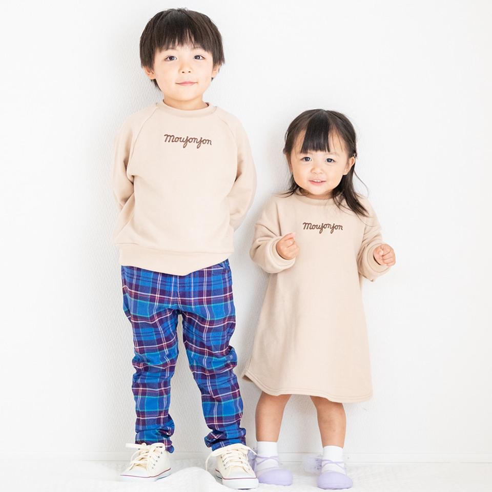 ロゴ刺繍裏毛ワンピース