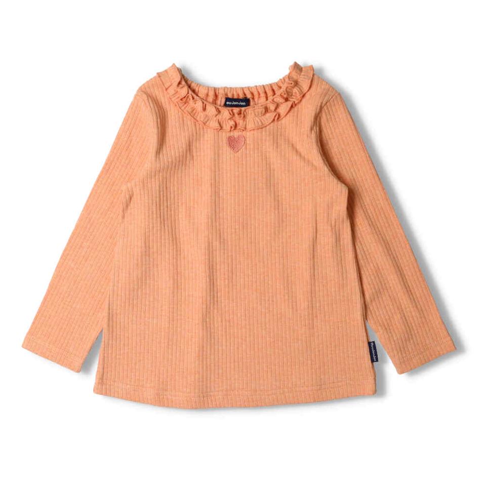 衿フリルハート刺繍無地フライスＴシャツ