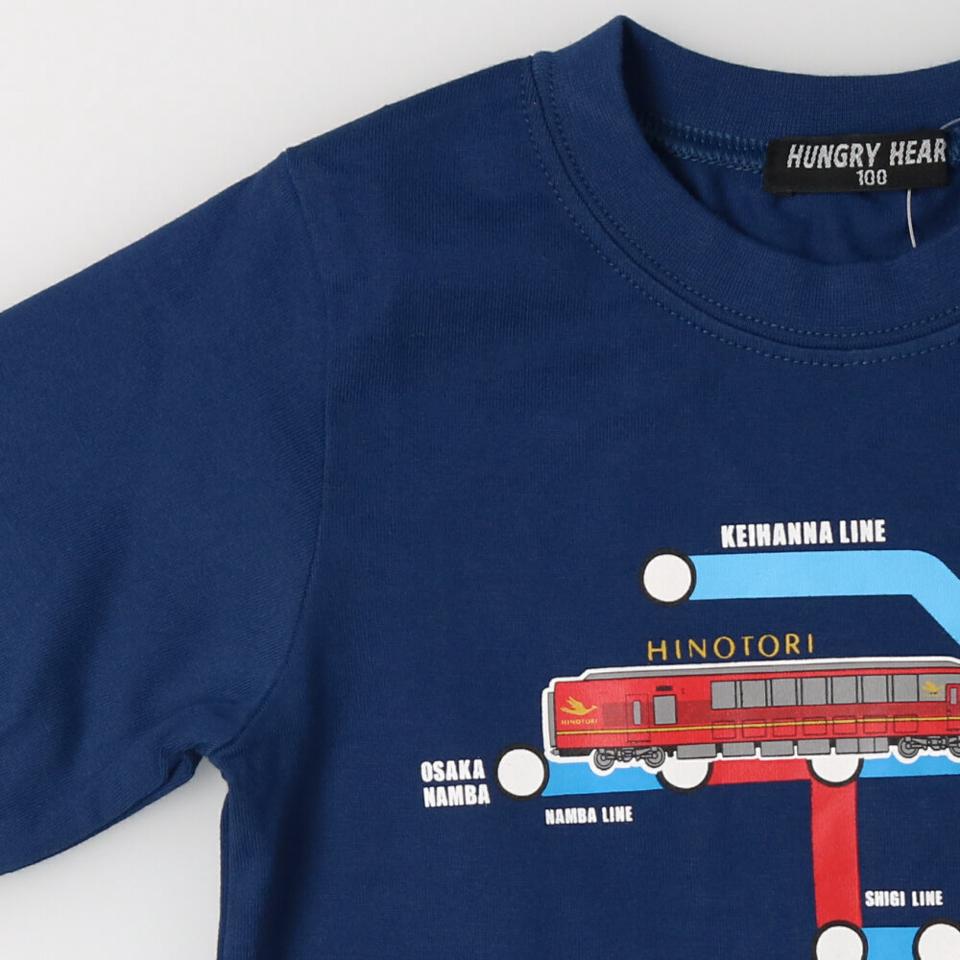 JR在来線電車集合プリント長袖Tシャツ