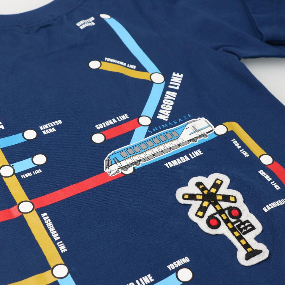JR在来線電車集合プリント長袖Tシャツ