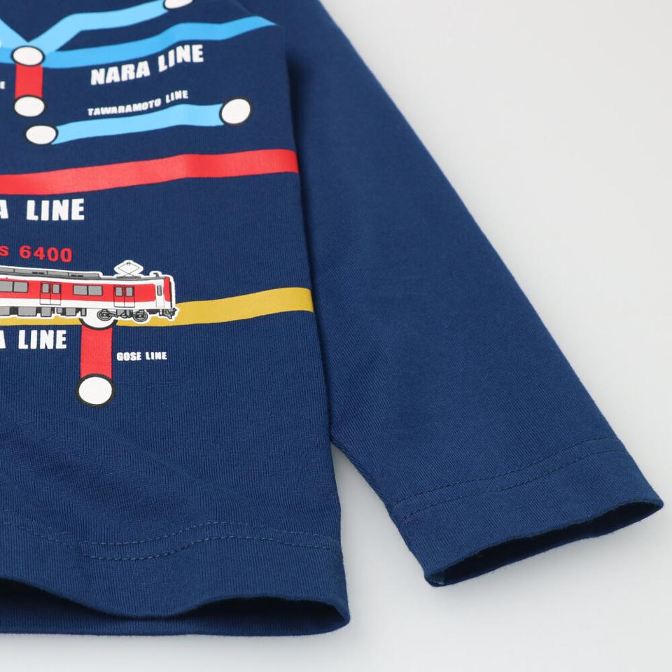 JR在来線電車集合プリント長袖Tシャツ