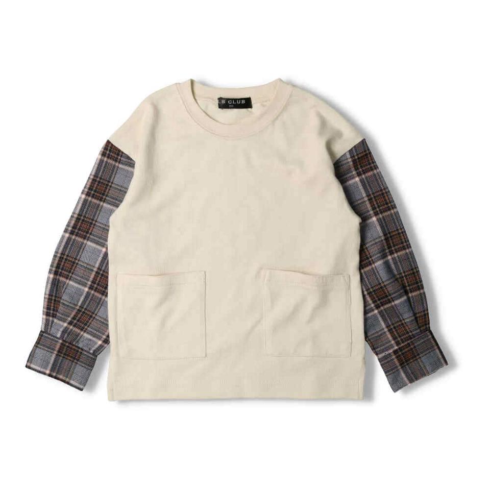 袖チェックＴシャツ
