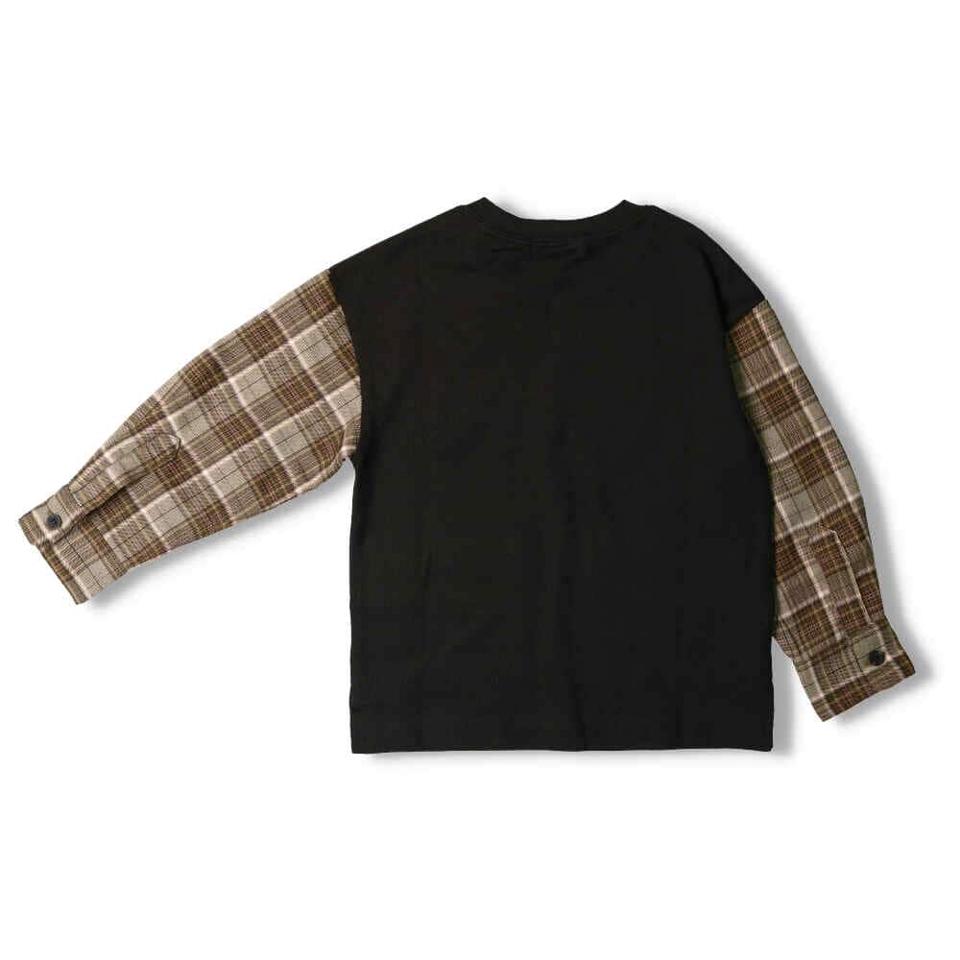 袖チェックＴシャツ