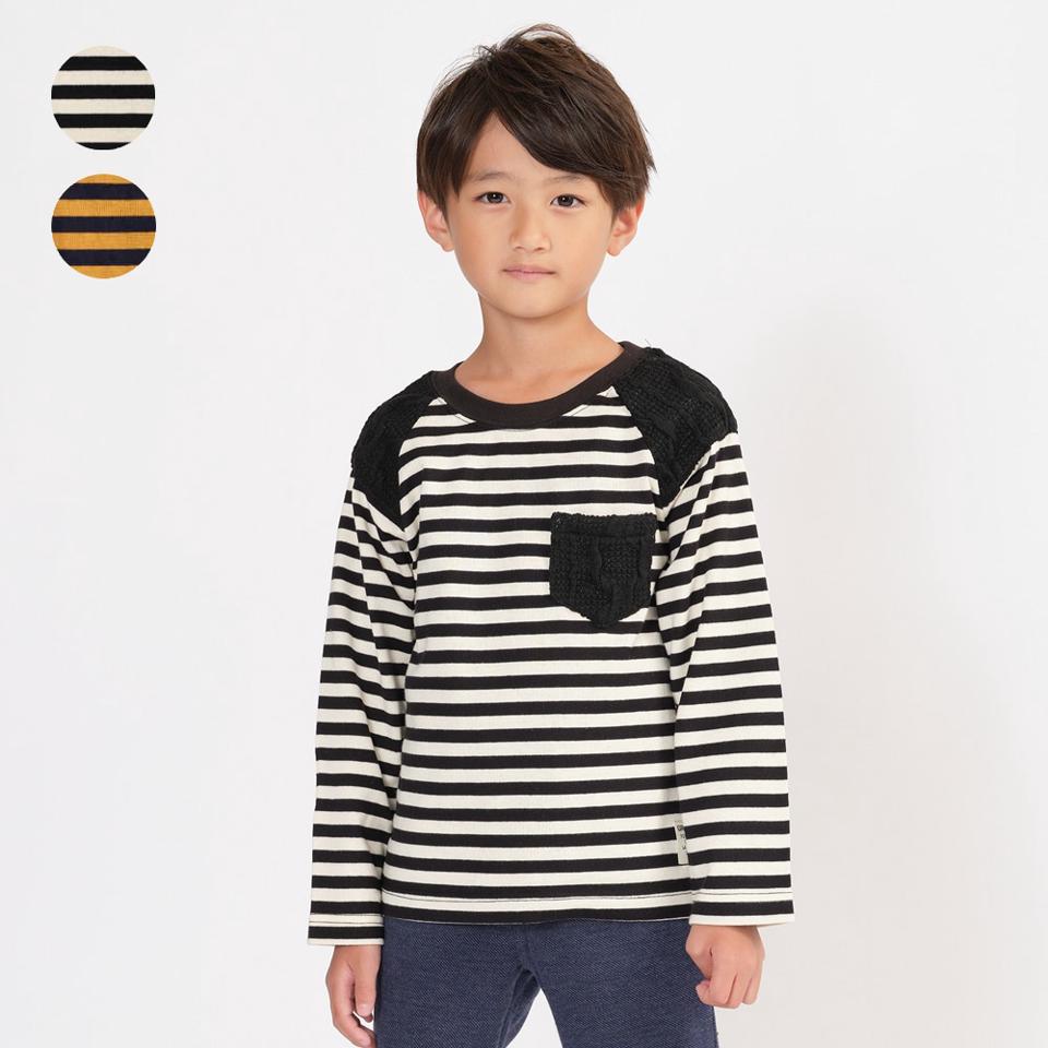 ニット配色ボーダーTシャツ