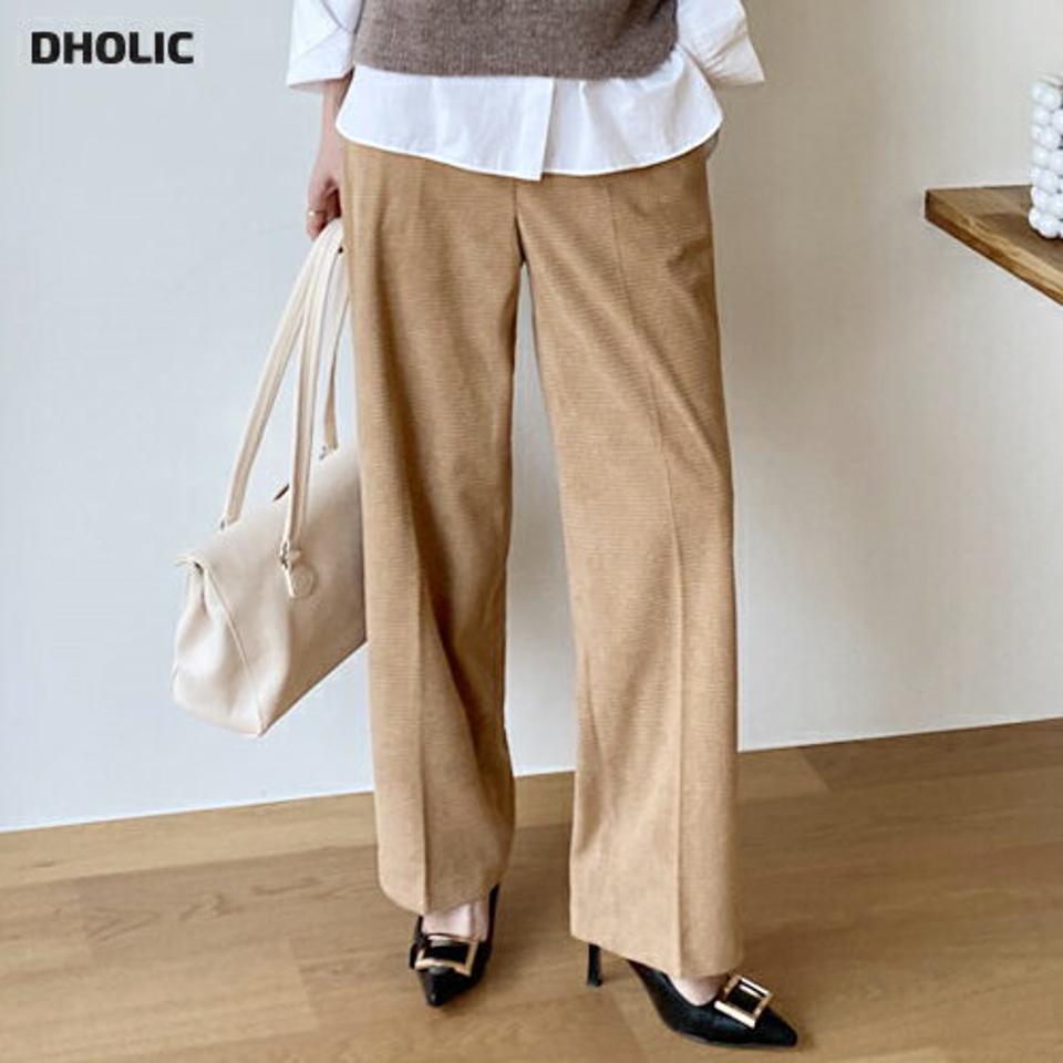 ワッフルコーデュロイワイドパンツ・全3色・t71200 レディース 【pt】パンツ ズボン ロングパンツ ワイドパンツ コーデュロイ 単色 シンプル カジュアル ワッフル ラフ 大人 秋 冬 韓国ファッション ハイホリHIHOLLI