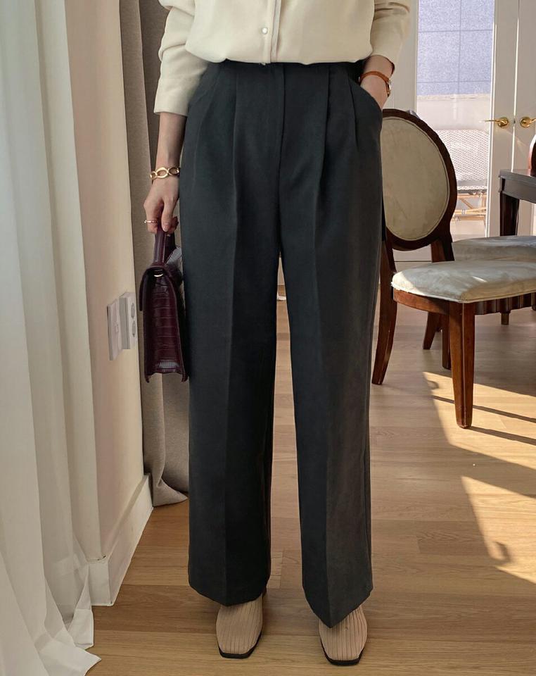ウール混サイドベルトワイドスラックス・全4色・t71296 レディース 【pt】スラックス パンツ ズボン ワイドスラックス ロングパンツ ワイドパンツ ウール 単色 無地 シンプル ベーシック 大人 オフィスカジュアル 秋 冬 韓国ファッション ハイホリHIHOLLI