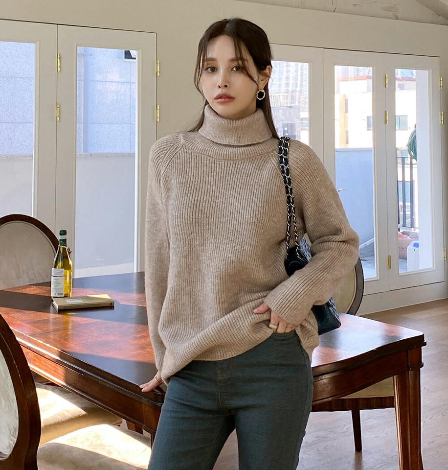【15%OFF】タートルネックラグランニット・全5色・b71290 レディース 【tops】トップス ニット 長袖 ラグランスリーブ タートルネック ハイネック 単色 無地 シンプル ベーシック 大人 カジュアル ゆったり 秋 冬 韓国ファッション ハイホリHIHOLLI GWセール