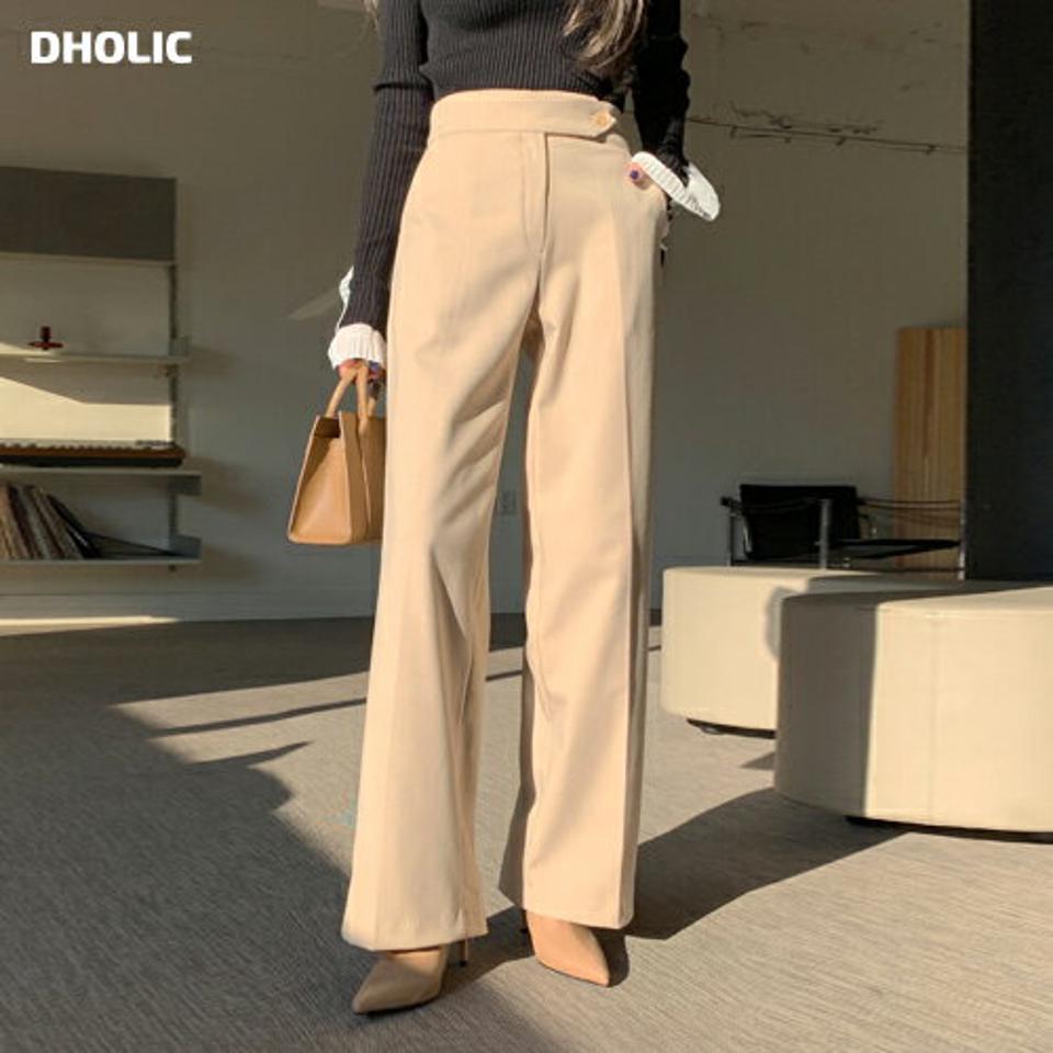 裏起毛ワイドスラックス・全3色・b65949 レディース 【pt】韓国ファッション ボトムス ロング ロングパンツ スラックスパンツ スラックス 裏起毛 ワイド シークレットゴム 無地 シンプル カジュアル フェミニン 秋 冬