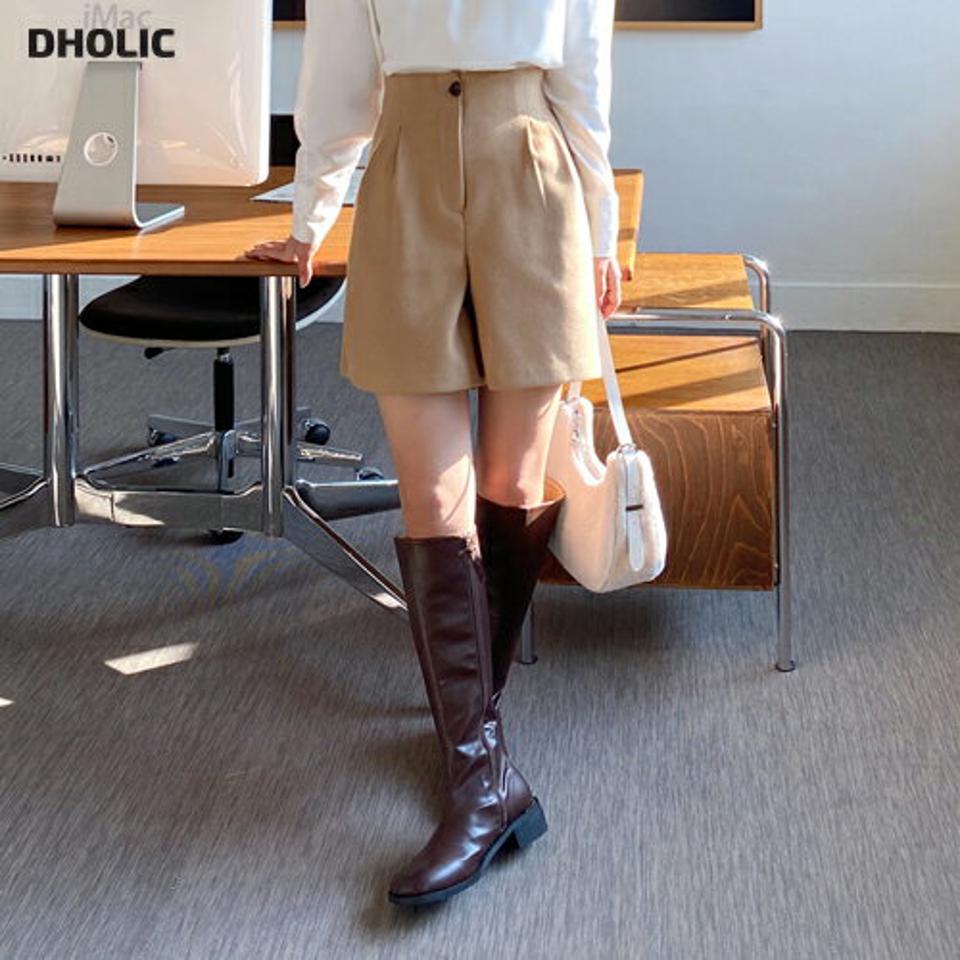 ツータックハーフパンツ・全2色・t65948 レディース 【pt】韓国ファッション ボトムス ハーフ ハーフパンツ ツータック ハーフ丈 ワイド 無地 シンプル 体型カバー 足長 美脚 フェミニン カジュアル 秋 冬