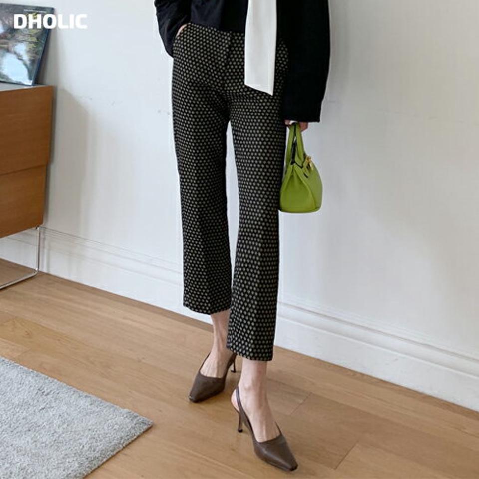 エスニックスリムスラックス・全2色・b00472 レディース 【pt】パンツ ズボン スラックス クロップド丈 ロングパンツ エスニック柄 総柄 スリム ポケット 大人 秋 冬 韓国ファッション ハイホリHIHOLLI