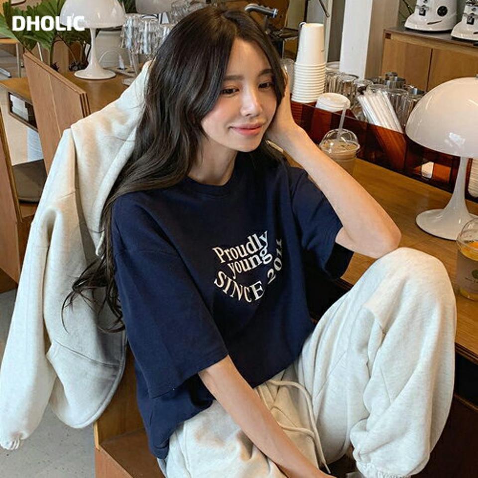 ピーチ起毛レタリング半袖Tシャツ・全3色・b65830 レディース 【tops】韓国ファッション トップス Tシャツ 大人 半袖 ラウンドネック ピーチ起毛 レタリング ロゴ シンプル 保温性 体型カバー フェミニン カジュアル デイリー 秋 冬