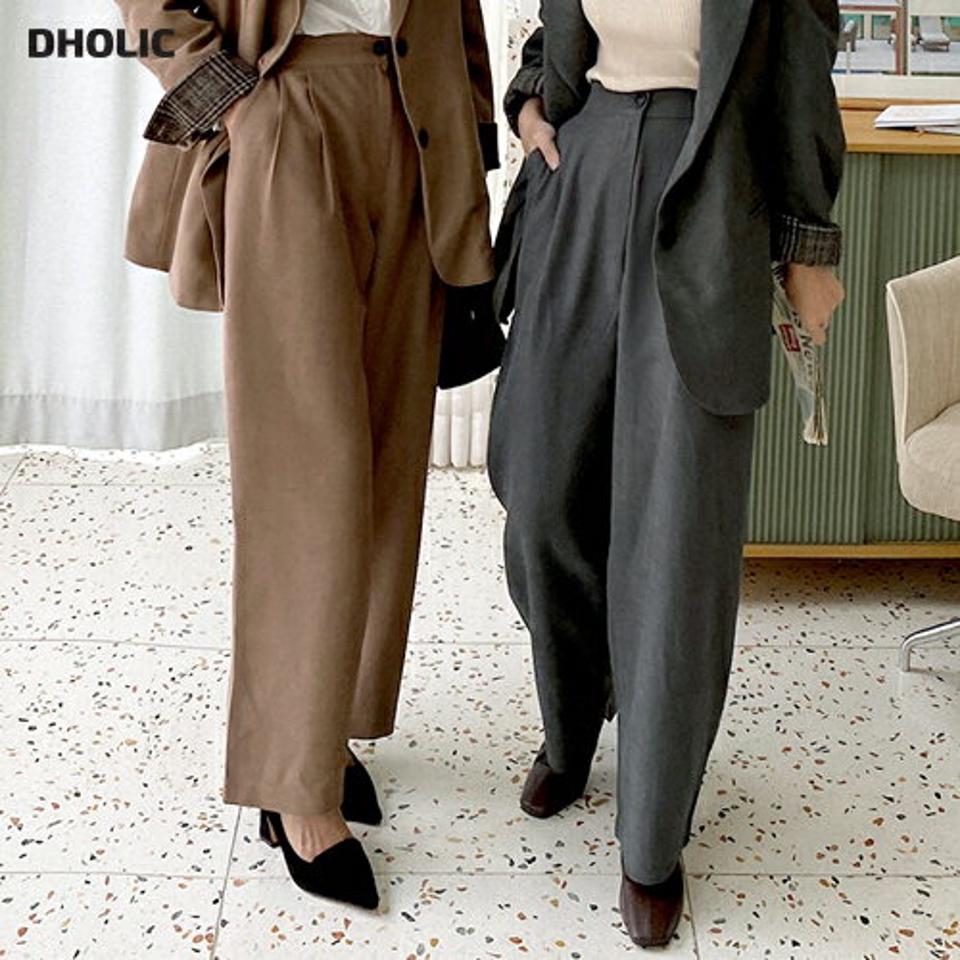 ハイウエストワイドスラックス・全3色・t65827 レディース 【pt】韓国ファッション ボトムス ロング ロングパンツ スラックスパンツ スラックス ハイウエスト ワイド ツータック ストレート 無地 シンプル 体型カバー カジュアル フェミニン 秋 冬