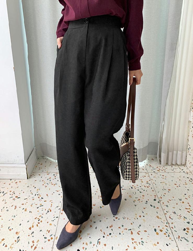 ハイウエストワイドスラックス・全3色・t65827 レディース 【pt】韓国ファッション ボトムス ロング ロングパンツ スラックスパンツ スラックス ハイウエスト ワイド ツータック ストレート 無地 シンプル 体型カバー カジュアル フェミニン 秋 冬