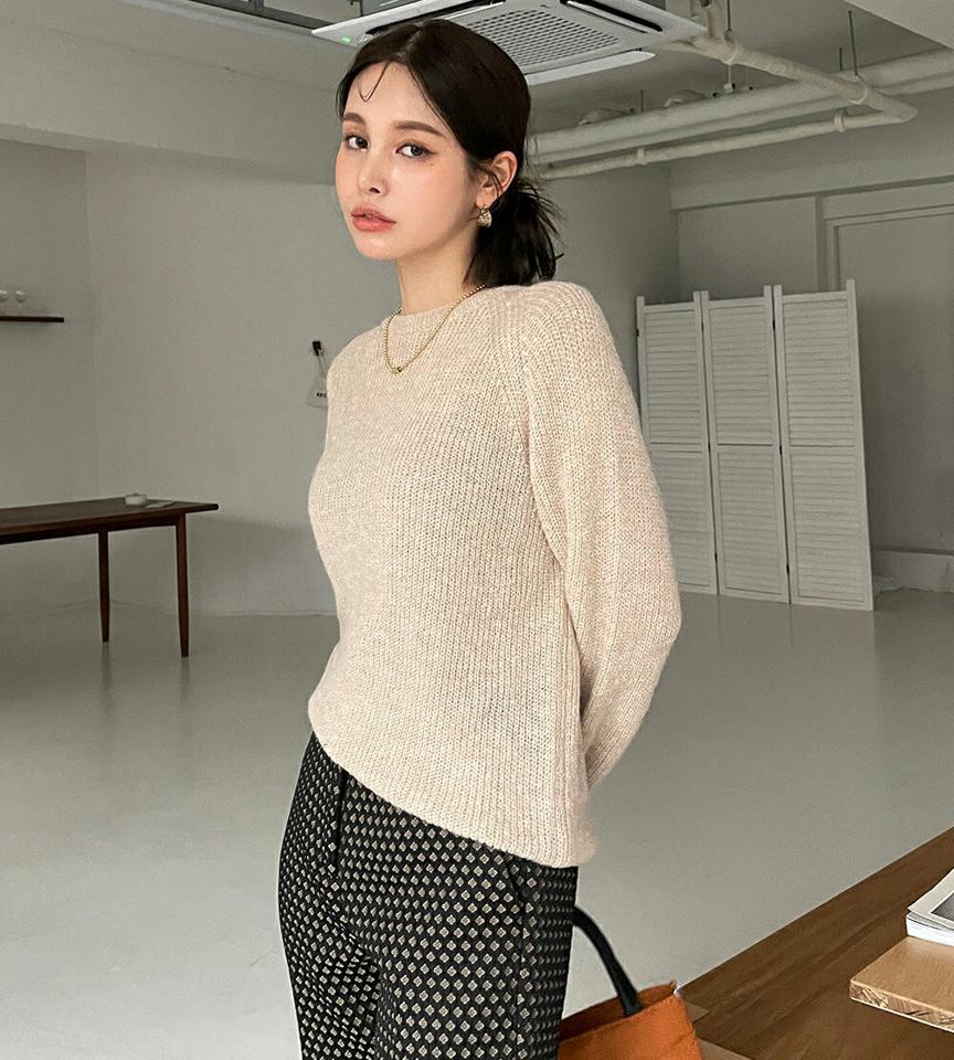 【只今10%OFF】アルパカ混ラグランニット・全5色・t00501 レディース 【tops】トップス ニット 長袖 ラグランスリーブ 単色 無地 シンプル ベーシック アルパカ 大人 カラーニット カジュアル パステル ラフ 秋 冬 韓国ファッション ハイホリHIHOLLI【ニットセール】