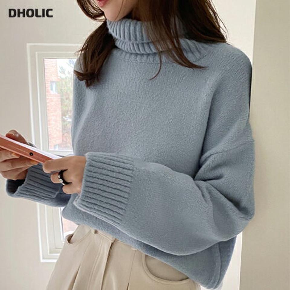 【只今10%OFF】リブヘムタートルニット・全5色・t65940 レディース 【tops】韓国ファッション トップス ニット 大人 長袖 タートルネック リブヘム カラーニット ルーズ 異素材 無地 ベーシック シンプル 体型カバー フェミニン カジュアル 秋 冬【ニットセール】
