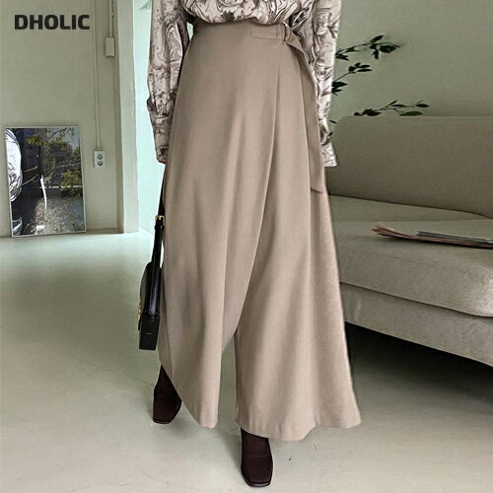 サイドベルトラップ風パンツ・全5色・e65923 レディース 【pt】韓国ファッション ボトムス ロング ロングパンツ サイドベルト ラップ風 フレアパンツ ハイウエスト ポケット シンプル カジュアル フェミニン 骨格ナチュラル 秋 冬