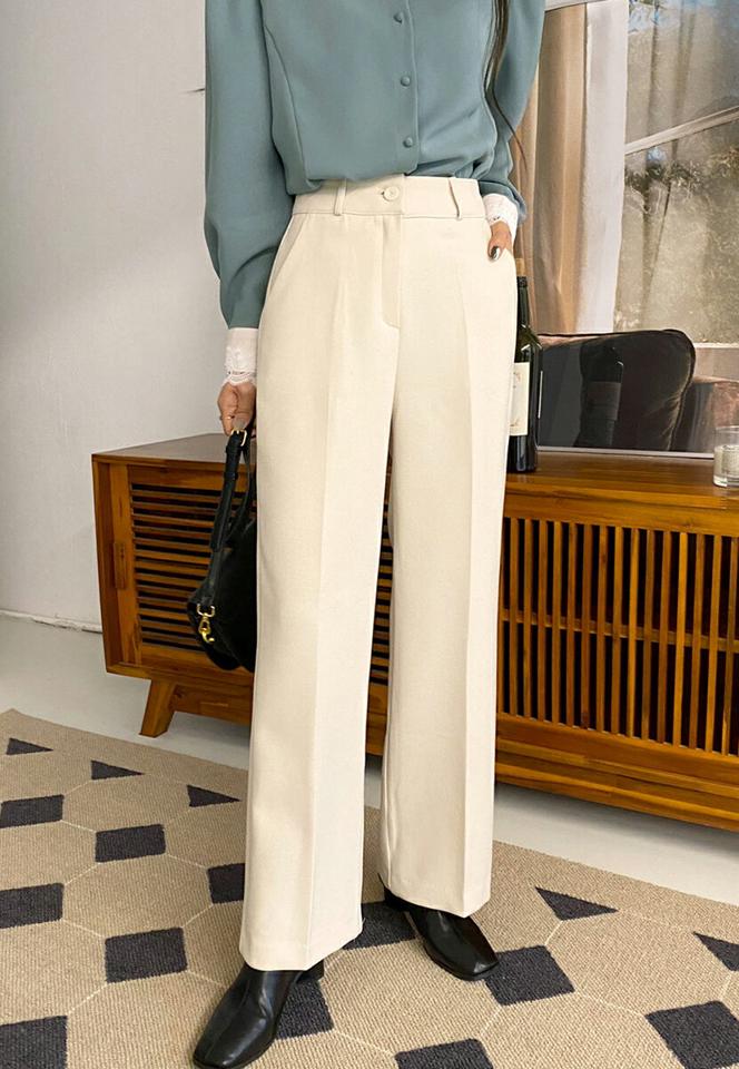 裏起毛ハイウエストワイドスラックス・全2色・t66365 レディース 【pt】韓国ファッション ボトムス ロング ロングパンツ スラックスパンツ スラックス 裏起毛 ハイウエスト ワイド 無地 シンプル 体型カバー カジュアル フェミニン 秋 冬