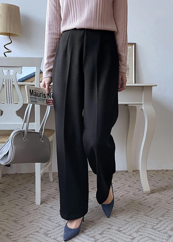 裏起毛シークレットゴムワイドスラックス・全2色・t63354 レディース 【pt】韓国ファッション ボトムス ロング ロングパンツ スラックスパンツ スラックス 裏起毛 シークレットゴム ワイド 無地 シンプル 体型カバー カジュアル フェミニン 秋 冬