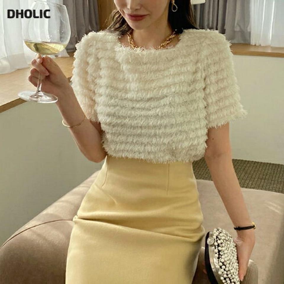 フリンジスクエアネックブラウス・全3色・b71278 レディース 【bl】トップス ブラウス 半袖 ハーフスリーブ フリンジ スクエアネック フェミニン 個性的 ユニーク パフスリーブ パフ袖 可愛い かわいい 秋 冬 春 韓国ファッション ハイホリHIHOLLI