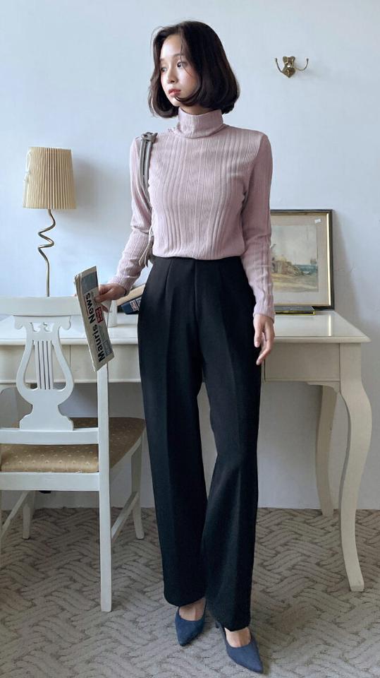 マルチリブタートルネックTシャツ・全4色・t63330 レディース 【tops】韓国ファッション トップス Tシャツ 大人 長袖 タートルネック マルチリブ スリム シンプル 体型カバー 細身 フェミニン カジュアル 秋 冬