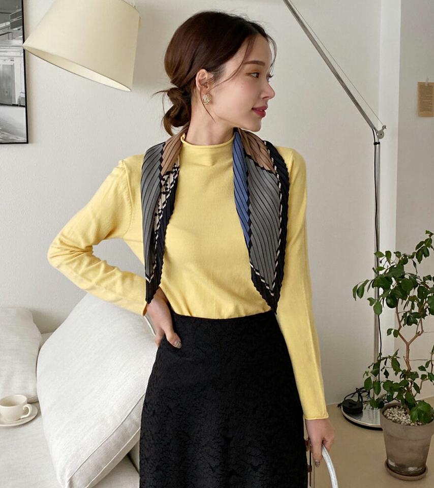 ロールハーフネックスリムニット・全6色・b00751 レディース 【tops】トップス ニット ニットトップス　ハーフネック 単色 無地 シンプル スリム カジュアル 秋 冬 韓国ファッション ハイホリHIHOLLI