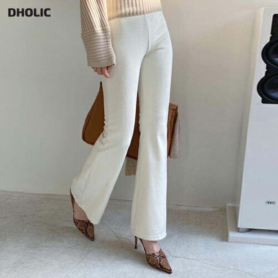 ベロアフレアパンツ・全3色・b00772 レディース 【pt】パンツ ズボン ロングパンツ 長ズボン ベロア フレア 単色 無地 シンプル ベーシック 大人 きれいめ ウエストゴム 秋 冬 韓国ファッション ハイホリHIHOLLI