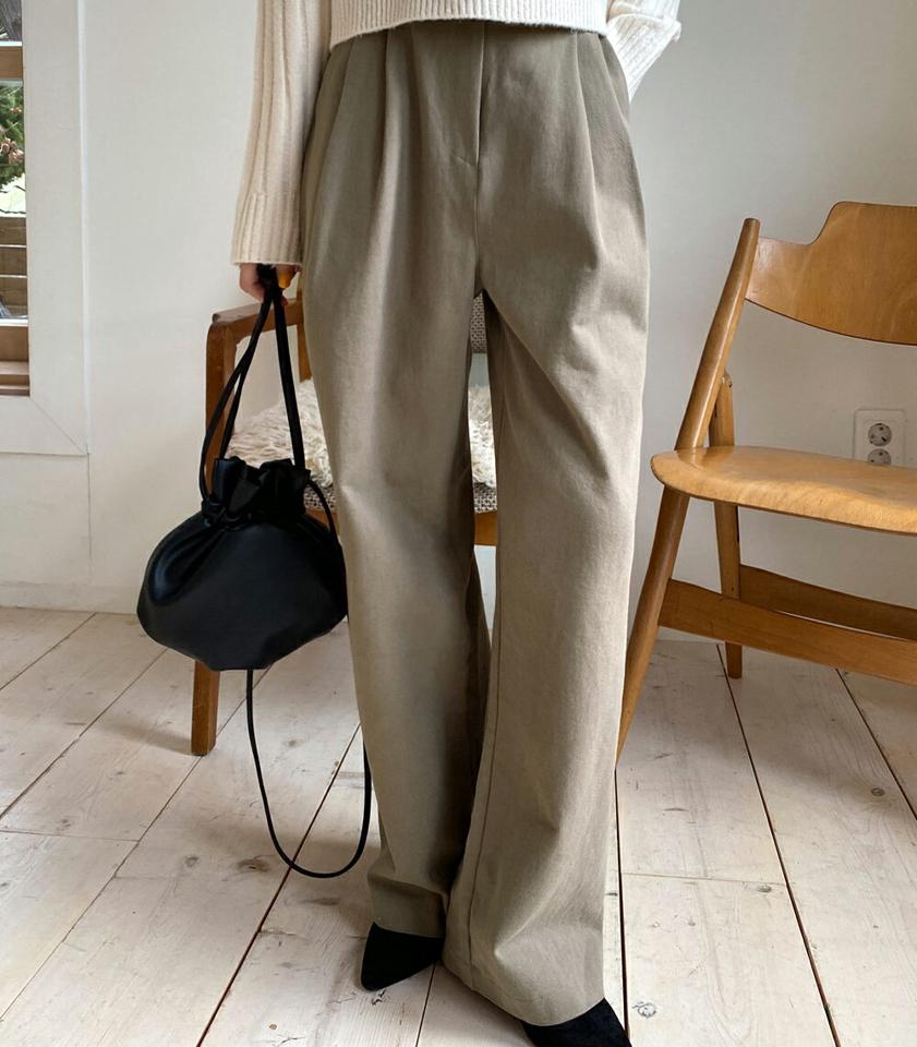 ツータックワイドパンツ・全3色・t63041 レディース 【pt】韓国ファッション ボトムス ロング ロングパンツ ツータック ワイドパンツ 無地 ベーシック シンプル ベルトループ 体型カバー モダン カジュアル フェミニン 秋 冬