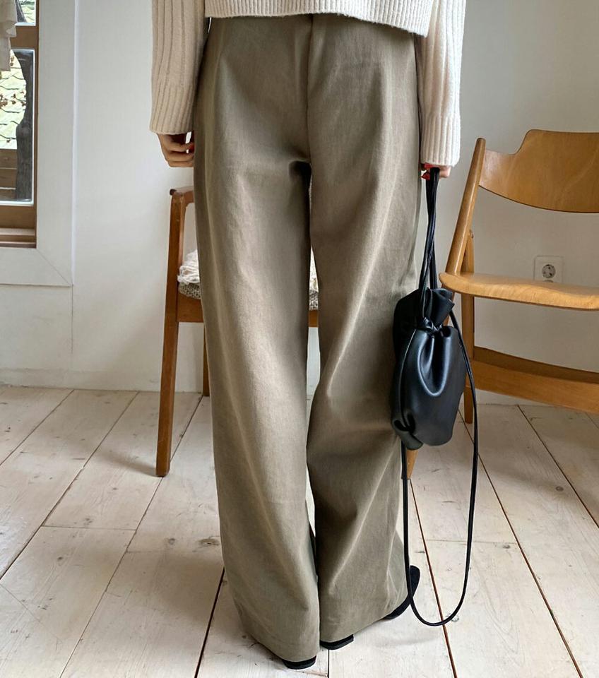 ツータックワイドパンツ・全3色・t63041 レディース 【pt】韓国ファッション ボトムス ロング ロングパンツ ツータック ワイドパンツ 無地 ベーシック シンプル ベルトループ 体型カバー モダン カジュアル フェミニン 秋 冬