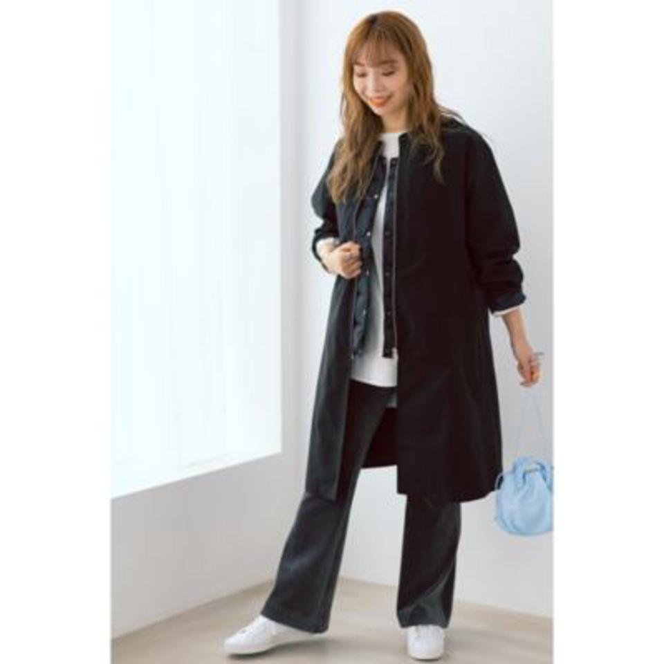 【洗える】コーデュロイ風ジャージーフレアパンツ