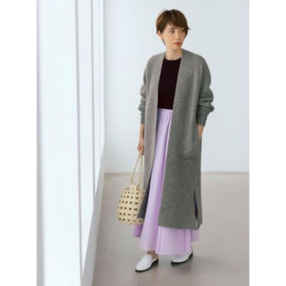 【佐藤繊維】コラボ　ボタン付き軽量ニットコーディガン（ロング丈）