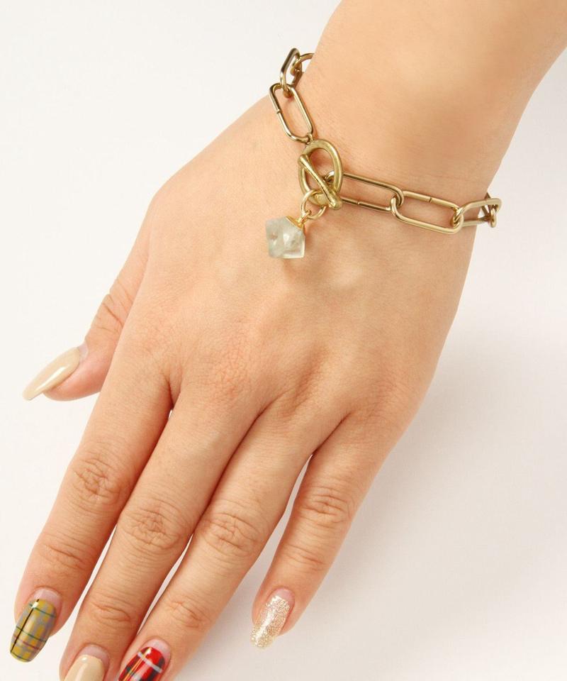 【マンテル金具】ブラスチェーン×フローライトブレスレット