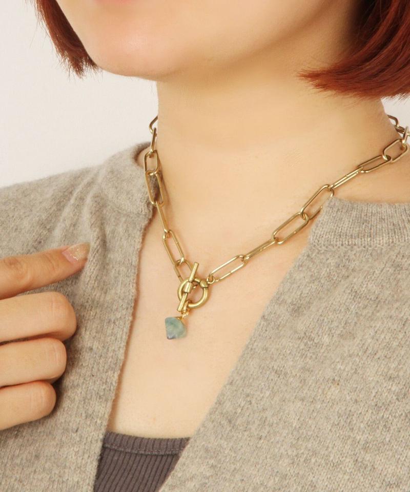 【マンテル金具】ブラスチェーン×フローライトネックレス