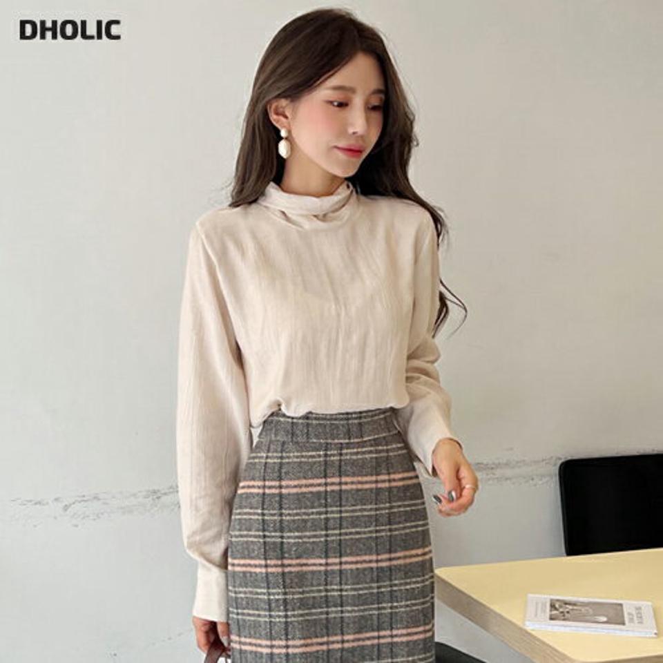 2WAYシルキーボウタイブラウス・全3色・t65943 レディース 【bl】韓国ファッション トップス ブラウス 長袖 シルキー ボウタイ 光沢 カフス ボタン ラウンドへム シンプル 大人 高級感 カジュアル フェミニン 秋 冬