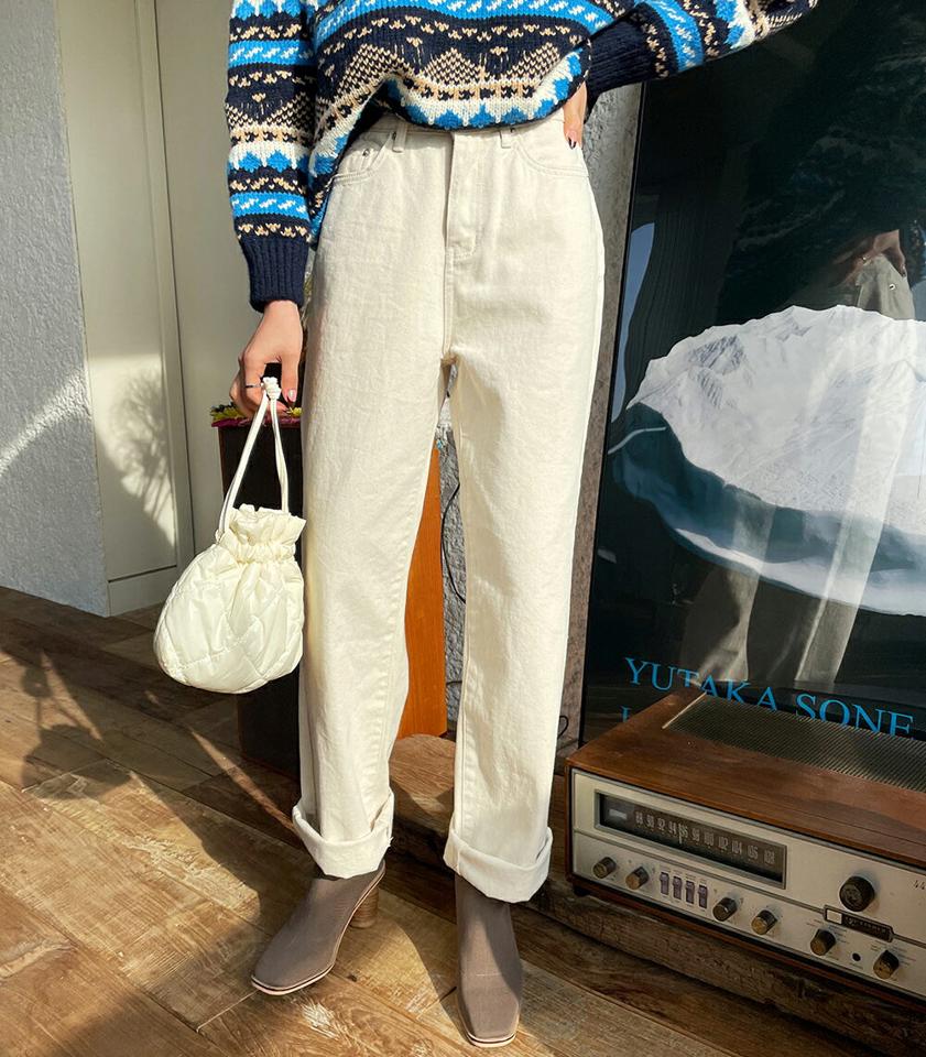 裏起毛アイボリーワイドパンツ・全1色・t65972 レディース 【pt】韓国ファッション ボトムス ロング ロングパンツ 裏起毛 ワイドパンツ ボタン ポケット ベルトループ ストレート 無地 シンプル 体型カバー カジュアル フェミニン 秋 冬