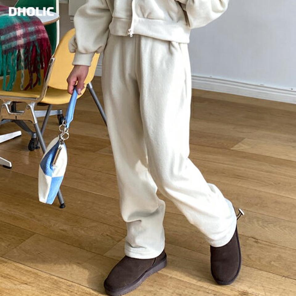 2WAYフリースパンツ・全4色・t01754 レディース 【pt】韓国ファッション ボトムス パンツ ロング ロングパンツ フリースパンツ ストレート ロング丈 デイリー ジョガーパンツ ウエストゴム 無地 シンプル 足長 体型カバー 秋 冬 NIJU