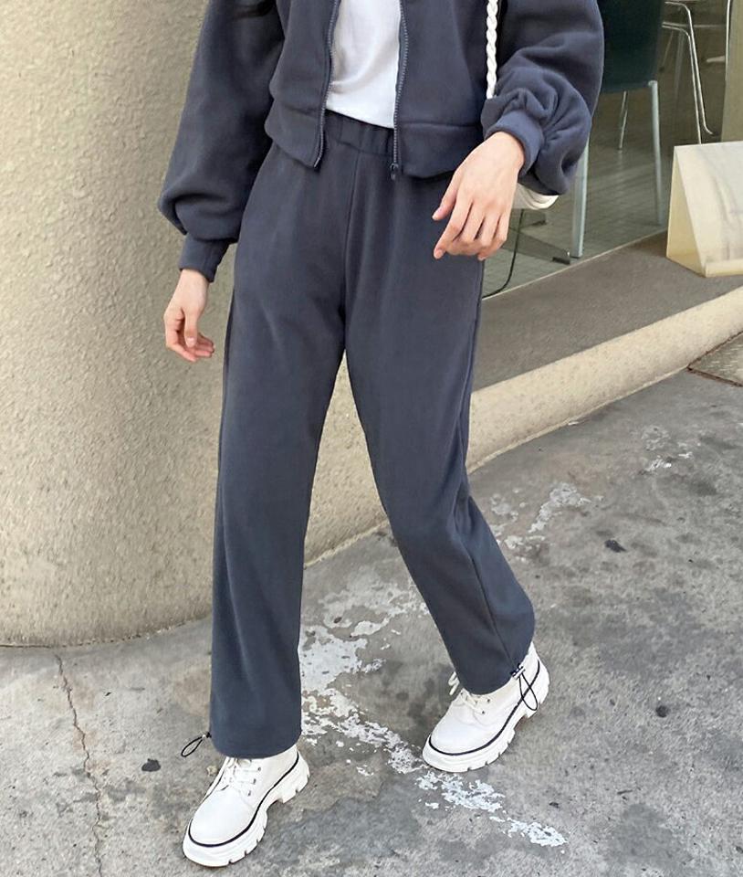 2WAYフリースパンツ・全4色・t01754 レディース 【pt】韓国ファッション ボトムス パンツ ロング ロングパンツ フリースパンツ ストレート ロング丈 デイリー ジョガーパンツ ウエストゴム 無地 シンプル 足長 体型カバー 秋 冬 NIJU