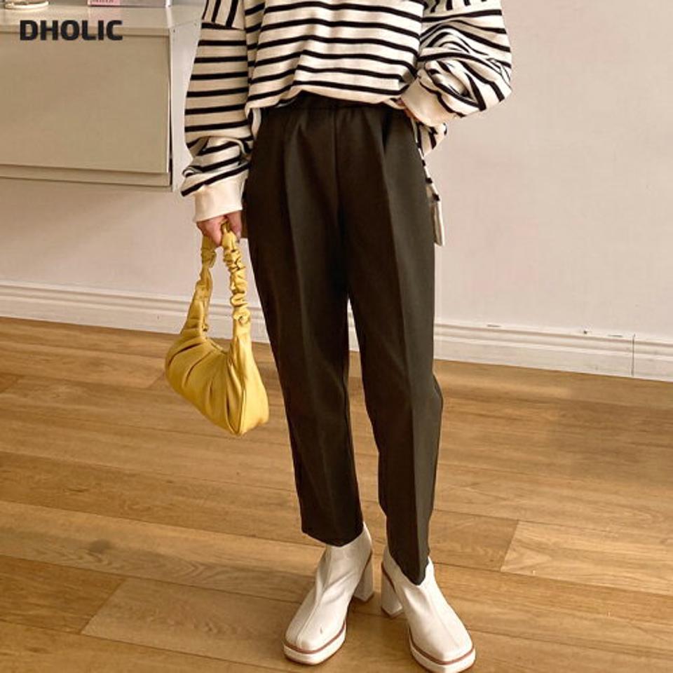 ウエストゴムスラックス・全6色・t01748 レディース 【pt】韓国ファッション ボトムス パンツ ロング ロングパンツ スラックスパンツ ウエストゴム ストレート ロング丈 デイリー 無地 シンプル 足長 高見え オフィス 秋 冬 NIJU