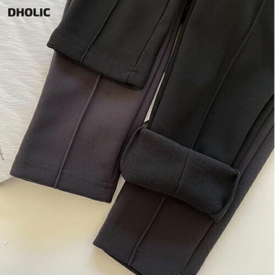 裏起毛ウエストゴムスリムパンツ・全2色・b71355 レディース 【pt】パンツ ズボン ロングパンツ ウエストゴム 裏起毛 単色 無地 シンプル ベーシック カジュアル ラフ テーパード センタ—プレス 冬 韓国ファッション ハイホリHIHOLLI