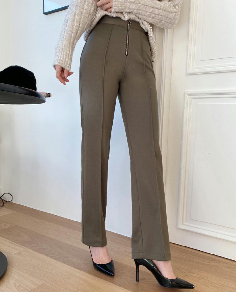 【新作10%OFF】リングジップパンツ・全2色・t71356 レディース 【pt】パンツ ズボン ロングパンツ 長ズボン ジップアップ 単色 無地 シンプル ベーシック 大人 きれいめ 秋 冬 韓国ファッション ハイホリHIHOLLI