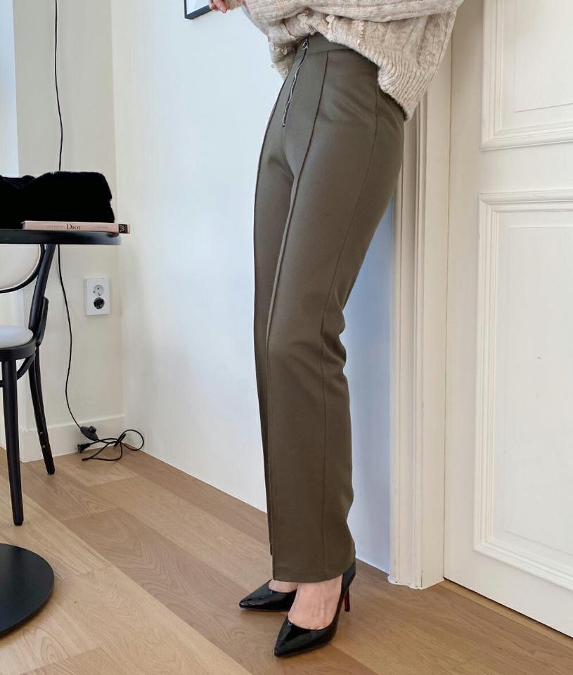 【新作10%OFF】リングジップパンツ・全2色・t71356 レディース 【pt】パンツ ズボン ロングパンツ 長ズボン ジップアップ 単色 無地 シンプル ベーシック 大人 きれいめ 秋 冬 韓国ファッション ハイホリHIHOLLI