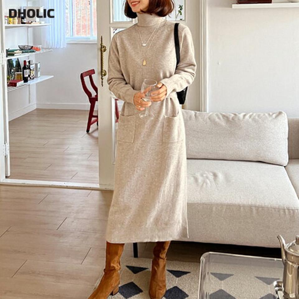 【LUCKY PRICE】カシミヤ混ベルト付ニットワンピース・全3色・t66424 レディース 【ops】韓国ファッション ワンピース ロング ロングワンピース 長袖 タートルネック カシミヤ混 ベルト付 ニットワンピース ロング丈 無地 シンプル 体型カバー カジュアル 秋 冬