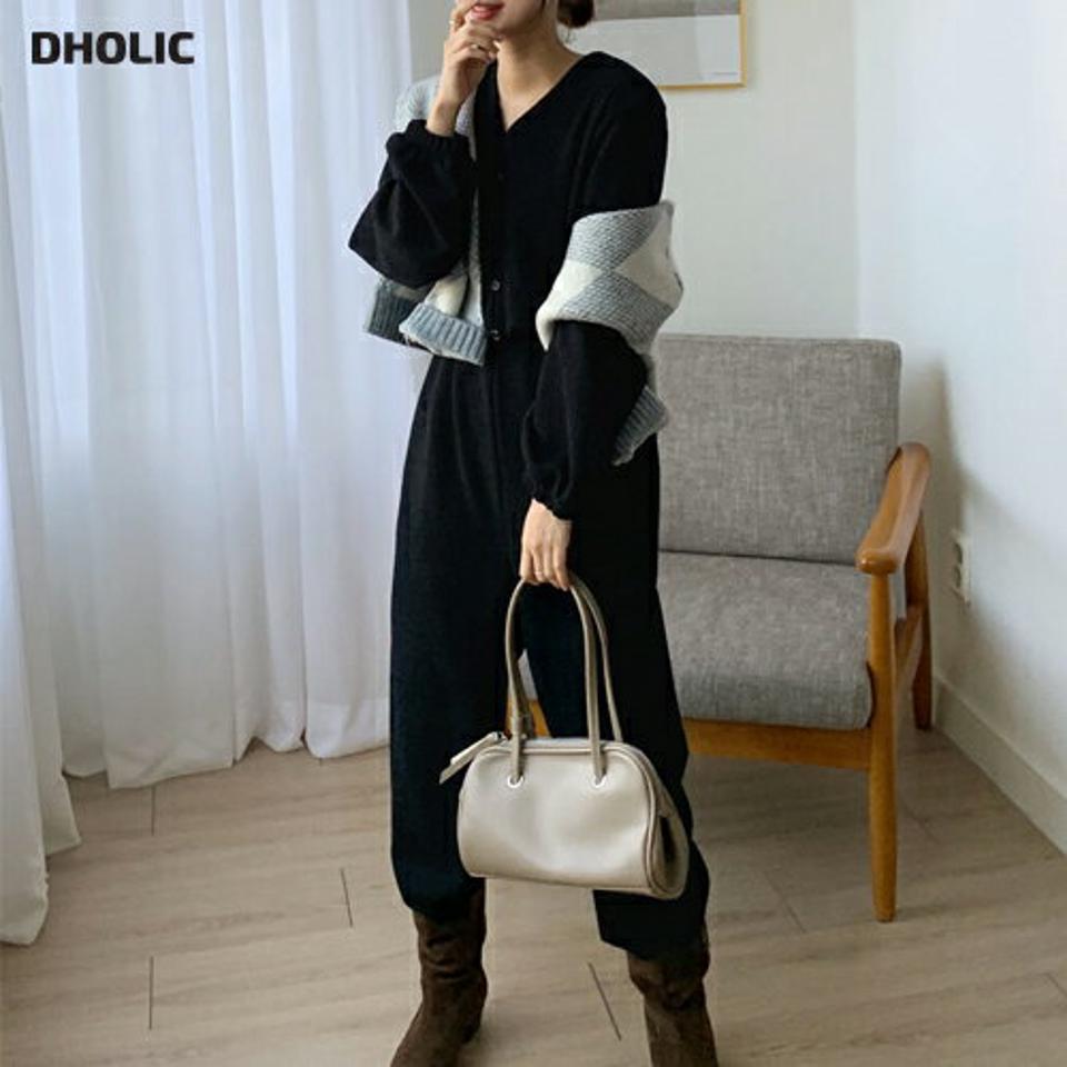 【新作10%OFF】Vネックボタンオールインワン・全3色・t66407 レディース 【pt】韓国ファッション オールインワン パンツ ロング ロング丈 長袖 ストレート カシュクール Vネック ポケット ゆったり ナチュラル ルーズパンツ 細身 体型カバー 秋 冬