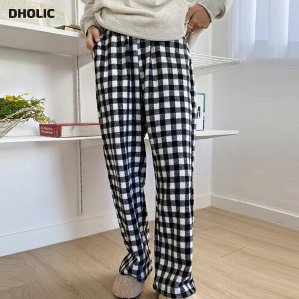 【新作10%OFF】起毛チェックワイドパンツ・全3色・t66400 レディース 【pt】韓国ファッション ボトムス ロング ロングパンツ 起毛 チェック ワイドヘリンボーン ポケット ストレート パンツ シンプル 体型カバー カジュアル フェミニン 秋 冬