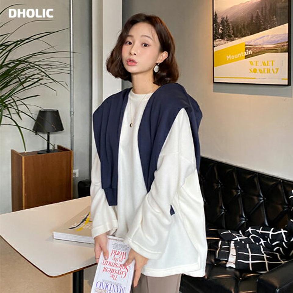 ≪人気商品再入荷≫起毛ルーズフィットTシャツ・全4色・b65973 レディース 【tops】韓国ファッション トップス Tシャツ 大人 長袖 ラウンドネック 起毛 ルーズ スリット 無地 ベーシック シンプル 体型カバー フェミニン カジュアル 秋 冬