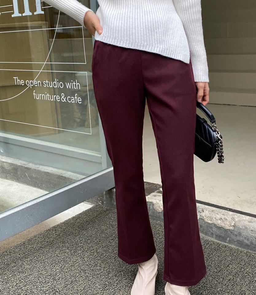 起毛セミフレアウエストゴムスラックス・全6色・t65985 レディース 【pt】韓国ファッション ボトムス ロング ロングパンツ スラックスパンツ スラックス 起毛 セミフレア ウエストゴム 無地 シンプル カジュアル フェミニン 秋 冬