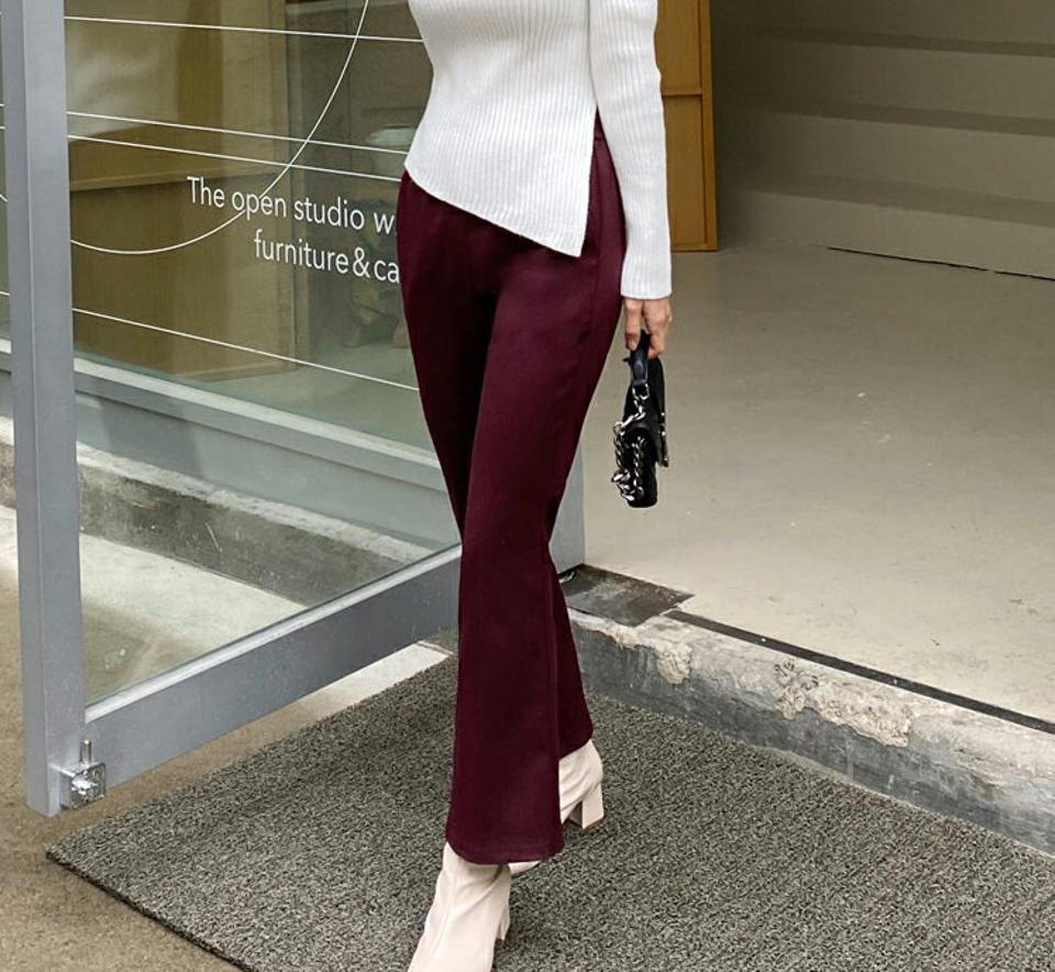 起毛セミフレアウエストゴムスラックス・全6色・t65985 レディース 【pt】韓国ファッション ボトムス ロング ロングパンツ スラックスパンツ スラックス 起毛 セミフレア ウエストゴム 無地 シンプル カジュアル フェミニン 秋 冬