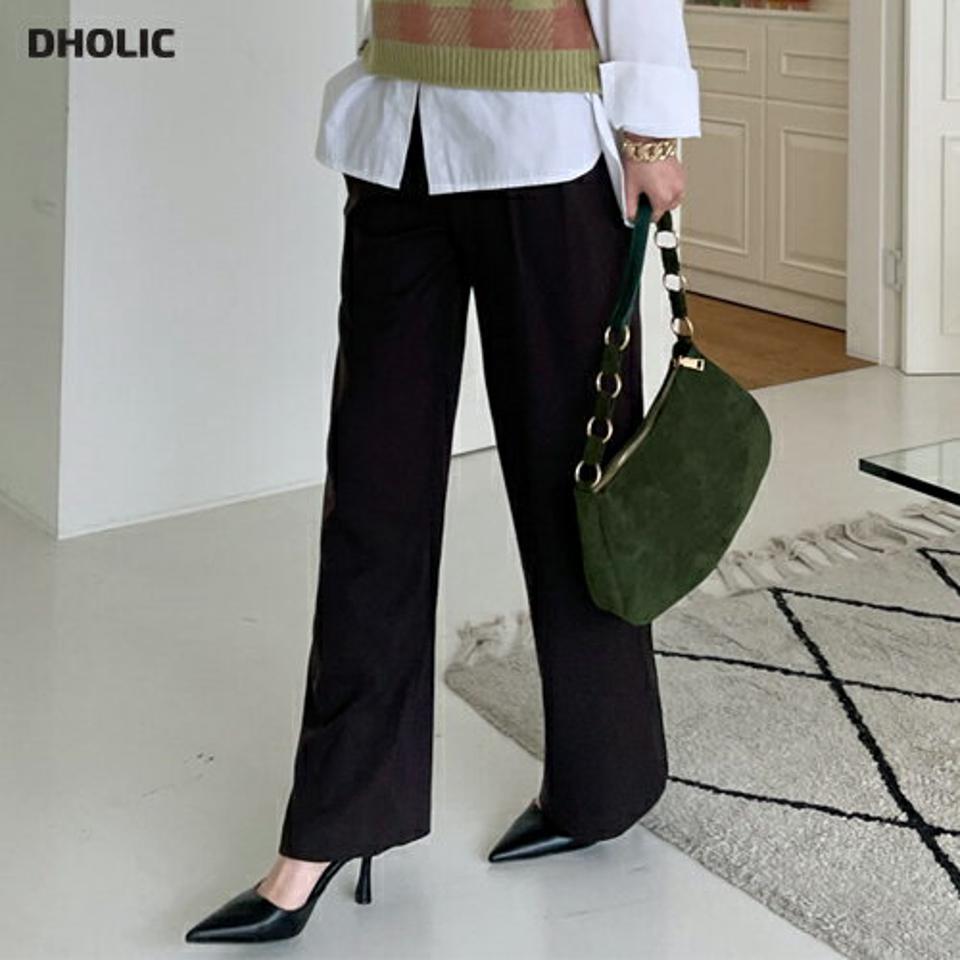 アンバランスワイドスラックス・全2色・b71324 レディース 【pt】スラックス パンツ ズボン ロングパンツ 長ズボン ワイドスラックス ワイドパンツ 単色 無地 シンプル 大人 オフィスカジュアル 秋 冬 韓国ファッション ハイホリHIHOLLI