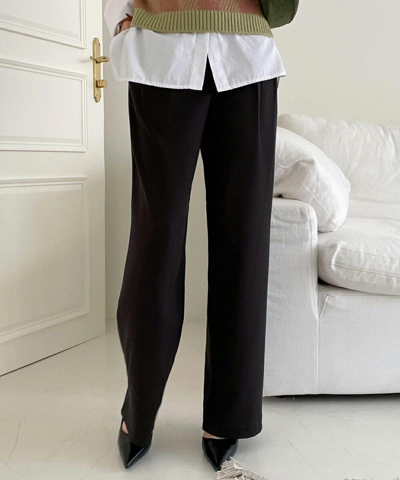 アンバランスワイドスラックス・全2色・b71324 レディース 【pt】スラックス パンツ ズボン ロングパンツ 長ズボン ワイドスラックス ワイドパンツ 単色 無地 シンプル 大人 オフィスカジュアル 秋 冬 韓国ファッション ハイホリHIHOLLI